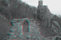 68150 - Ribeauvillé - Ruine du château de Saint-Ulrich, en arrière -plan le Girsberg. : photo,3d,Girsberg,68