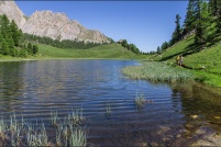 05600 - Ceillac.  Lac Miroir, altitude 2210m. : 05,Ceillac,Lac,Miroir,Prés,Soubeyrand