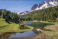 05600 - Ceillac.  Lac Miroir, altitude 2210m. : 05,Ceillac,Lac,Miroir,Prés,Soubeyrand