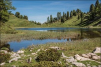 05600 - Ceillac.  Lac Miroir, altitude 2210m. : 05,Ceillac,Lac,Miroir,Prés,Soubeyrand