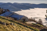 68-Mer de brouillard sur la vallée de Munster.  Photo prise à la ferme-auberge du Kastelberg. : 68,Mer,Brouillard,vallée,Munster