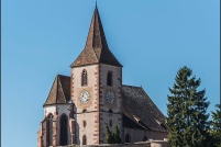 68150-Hunawihr.  L'Église fortifiée mixte Saint-Jacques-le-Majeur. : 68,haut-rhin,Hunawihr,église,fortifiée,rue