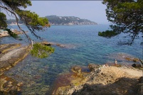 83400-Hyères - Presqu’ile de Giens.  Au fond l’ile de Porquerolles. : 83,Hyères,Presqu'île,Giens,port,Niel
