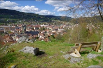 88400-Gérardmer.  La roche du Rain. Point de vue sur la ville depuis la roche du Rain.